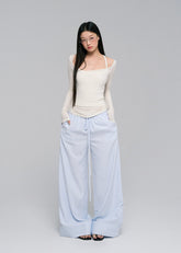Beige Ruffle Bandeau & Maxi Skirt Set